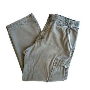 LL Bean Comfort Waist Cargo Utility Pants Green Pockets Size 34x30